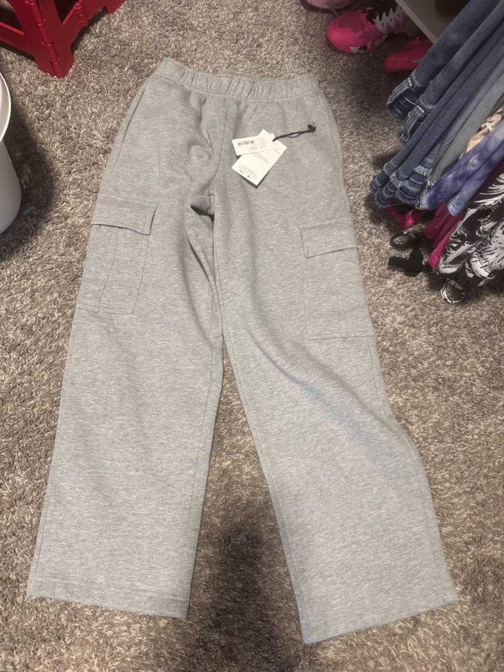 Kyodan Gray Kids Cargo Sweatpants - Light Gray Wide-Leg Joggers